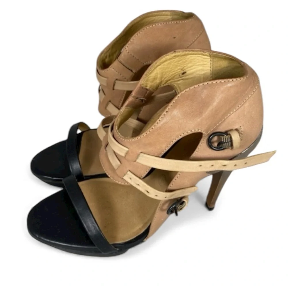 AllSaints Spitalfields Jacks Place high-heel sandals leather & metallic stiletto